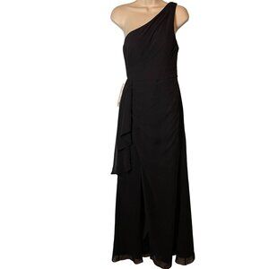 NWT Azazie Maive Bridesmaid Dress Black Size A2 One Shoulder Wedding Formal